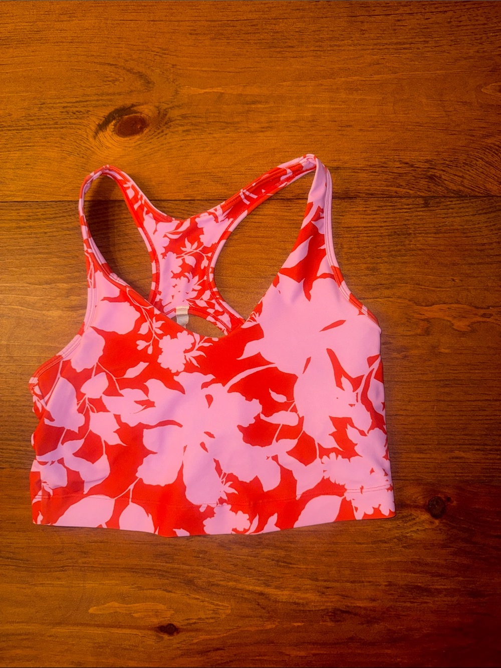 Pink and orange Floral Racerback Sports Bra - Picture 1 of 5